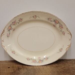 Homer Laughlin Georgian Eggshell Floral Oval Serving Platter, Made In USA